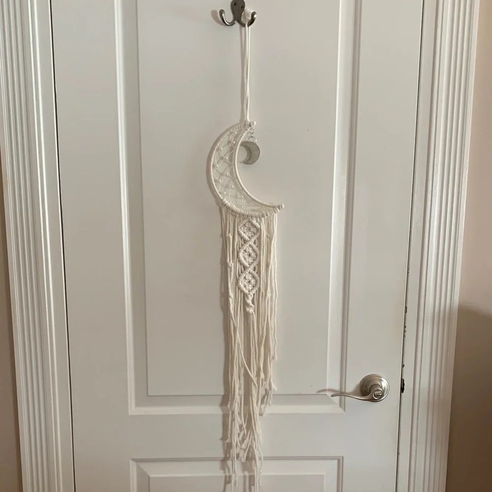 Elegant Cream Macramé Moon Wall Hanging